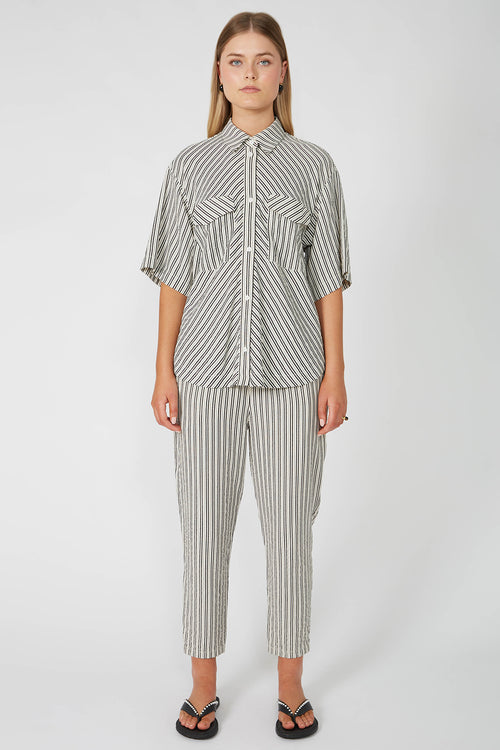 darby shirt / ecru|black stripe