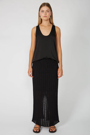 laddered maxi skirt / black