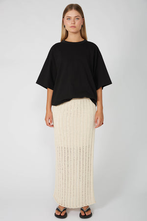 laddered maxi skirt / ecru natural