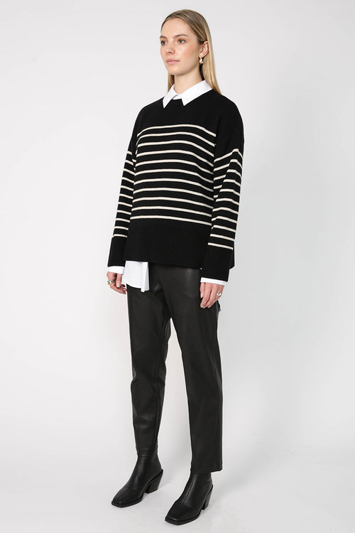 scan sweater / neutral|black stripe