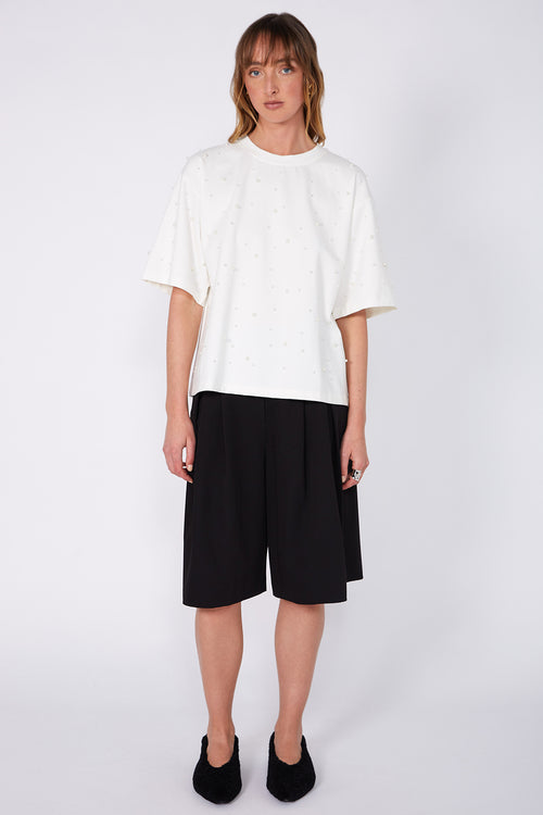 ornamental short sleeve top / ivory