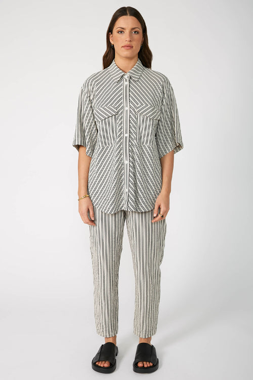darby shirt / ecru|black stripe