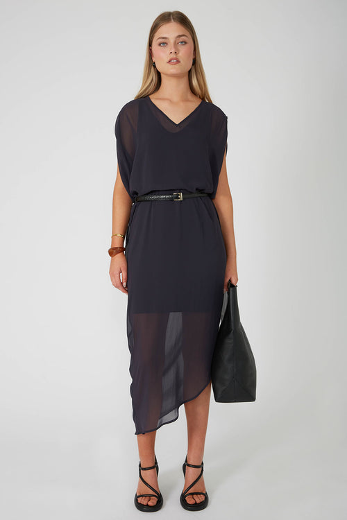 fold maxi dress / bullet grey