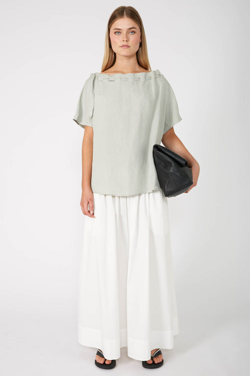 avid short sleeve top / soft sage linen