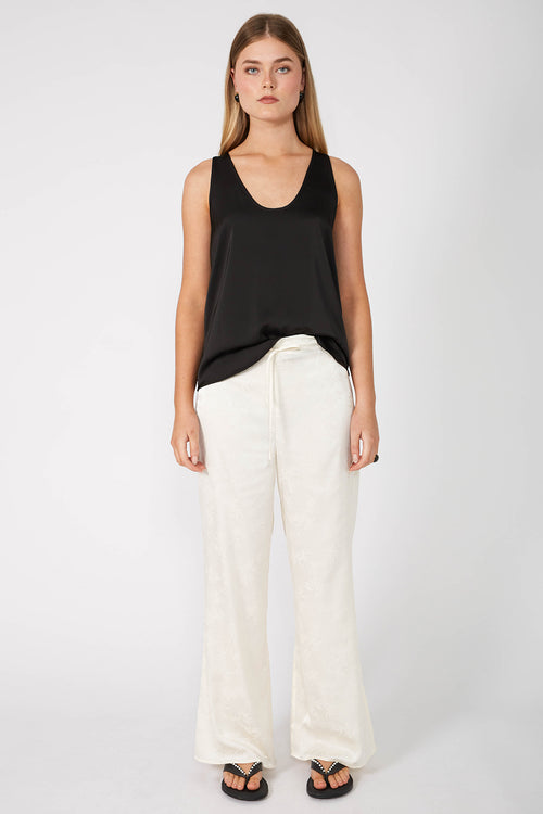 frame pant / cream flower jacquard