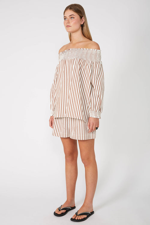 gale top / cream|brass stripe