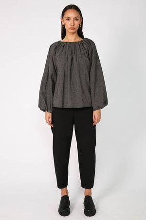 rue top / black|natural check