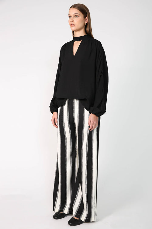 frame pant / ivory|black stripe