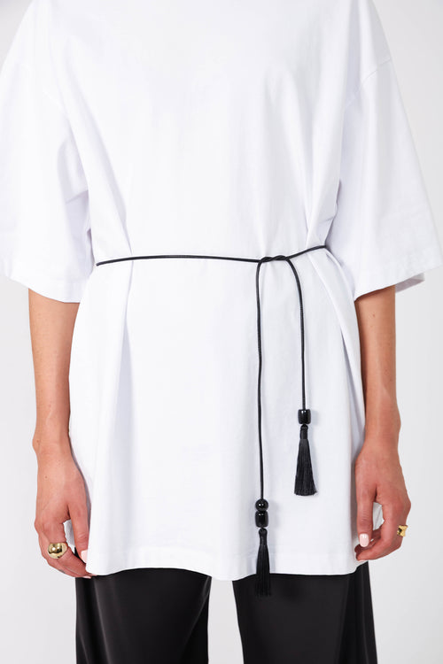 tassel lariat necklace / black