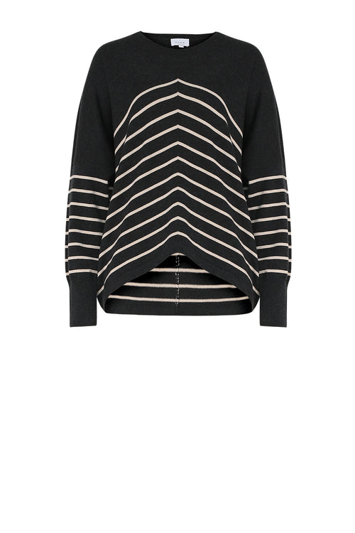revolver sweater / charcoal|taupe stripe