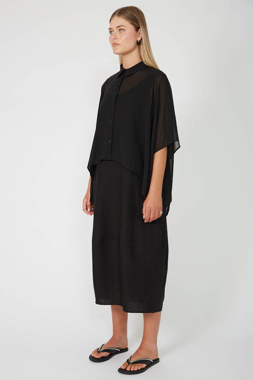 cape shirt / black