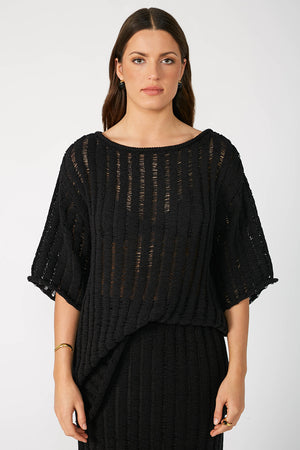 laddered tee sweater / black