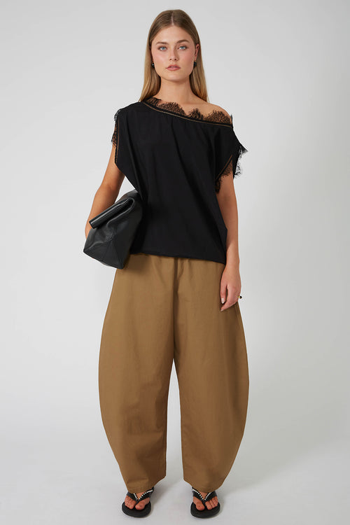 interweave short sleeve top / black