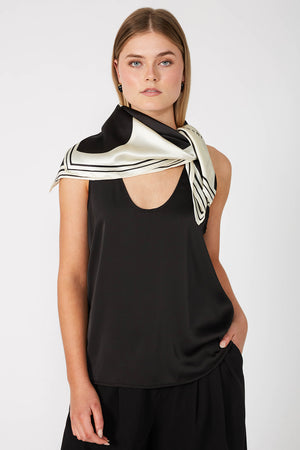 polka dot scarf / black|ivory