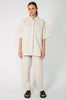 tabard short sleeve shacket / pink chalk