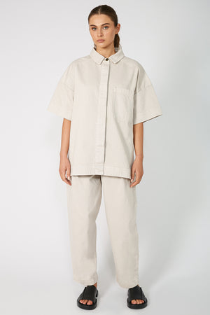 tabard short sleeve shacket / pink chalk