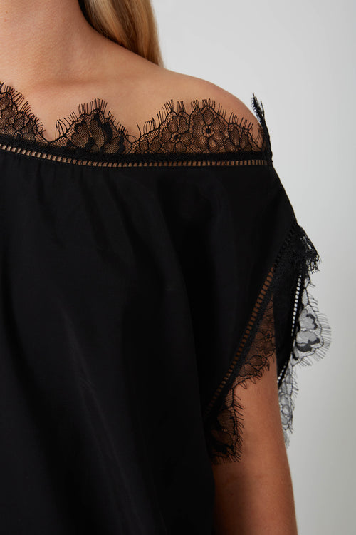 interweave short sleeve top / black