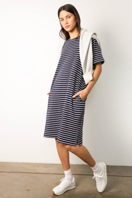 reply dress / navy|white stripe