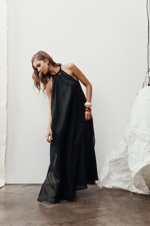 cable maxi dress / black