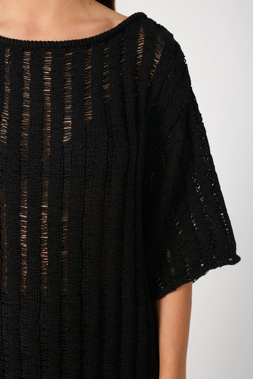 laddered tee sweater / black