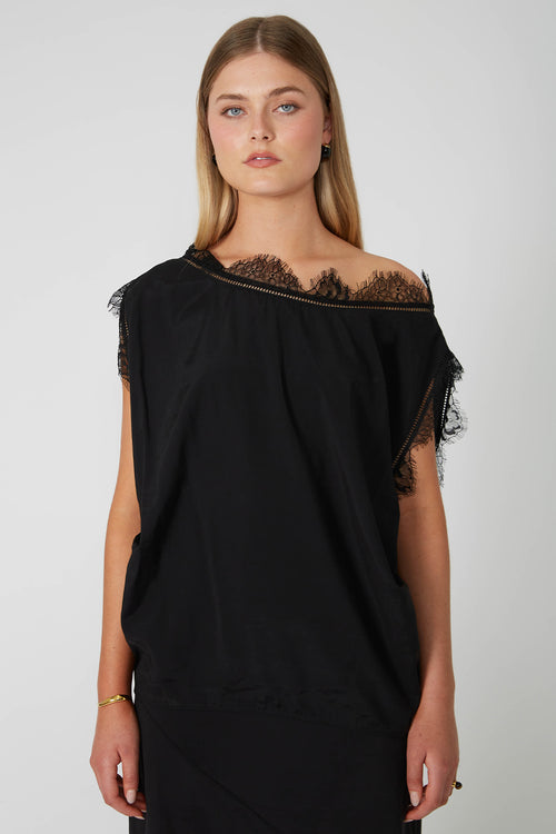 interweave short sleeve top / black