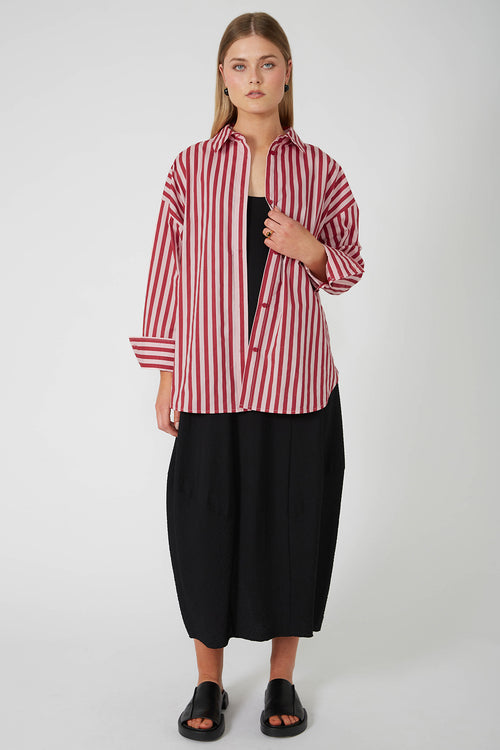 untold oversize shirt / pink|red stripe