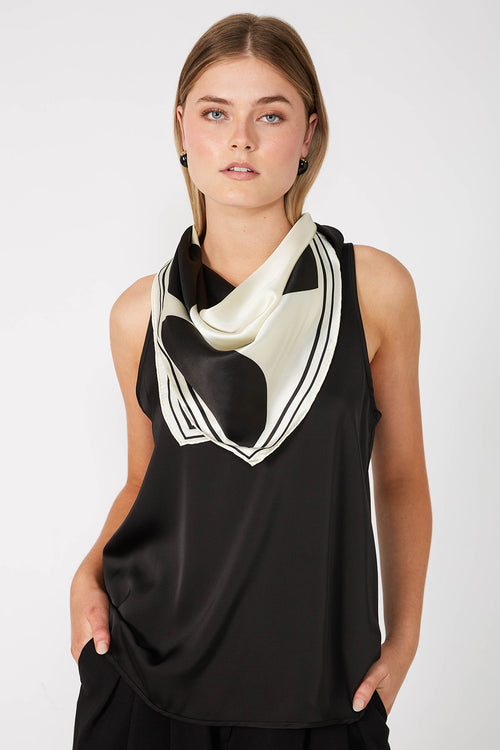 polka dot scarf / black|ivory