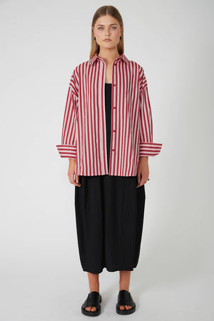 untold oversize shirt / pink|red stripe