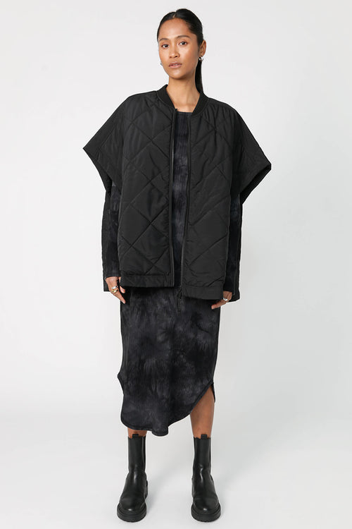 shy layering midi dress / black|charcoal tie dye