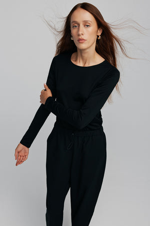 merino crew top / black