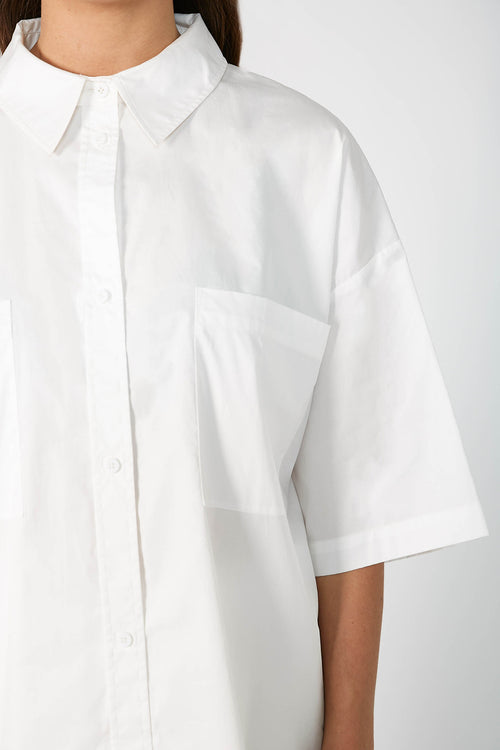 untold oversize short sleeve shirt / warm white