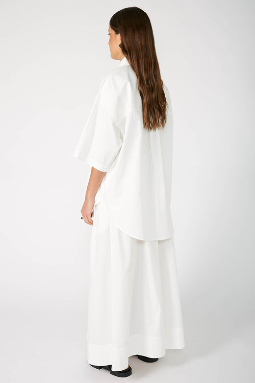 untold oversize short sleeve shirt / warm white