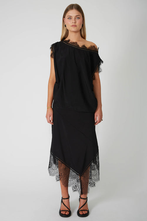 interweave short sleeve top / black