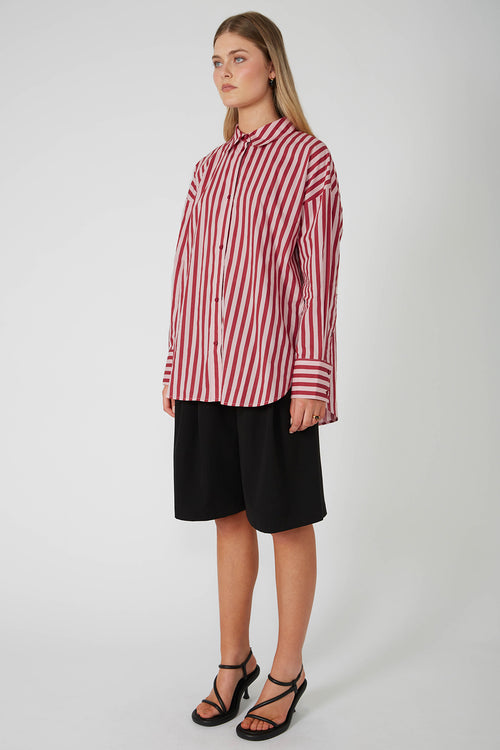 untold oversize shirt / pink|red stripe