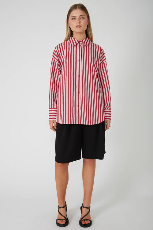 untold oversize shirt / pink|red stripe