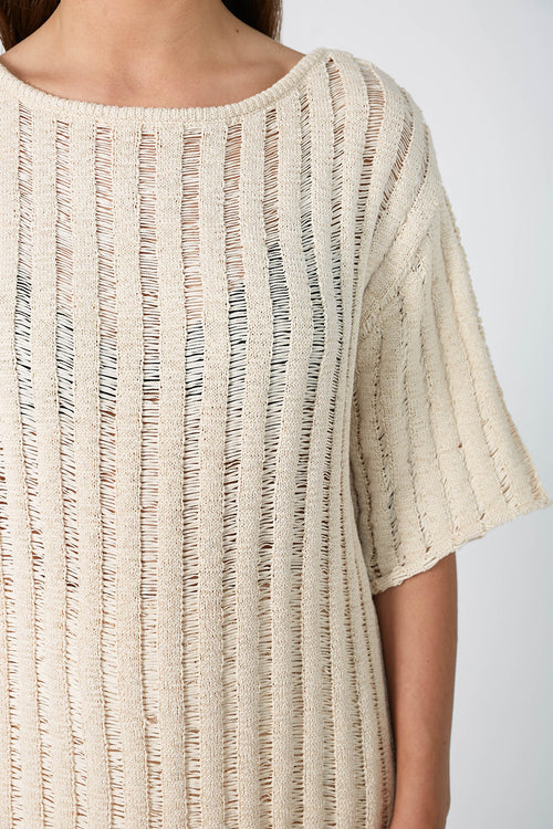 laddered tee sweater / ecru natural