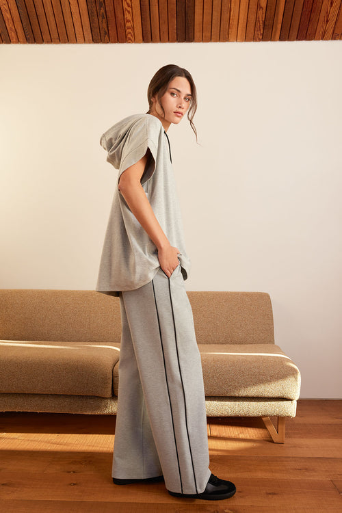 contrast pant / grey marle|black