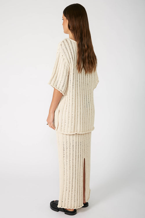 laddered tee sweater / ecru natural