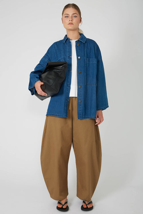 radier shacket / washed indigo