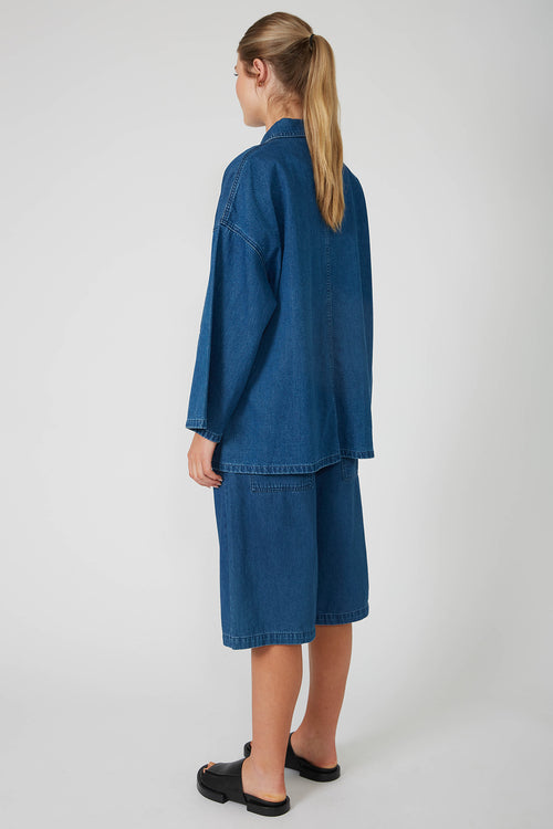 radier shacket / washed indigo