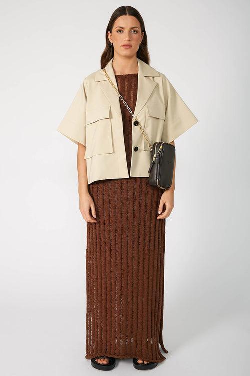 laddered tank dress / chocolate brown