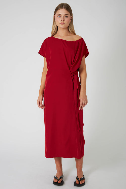 contract midi dress / dark red