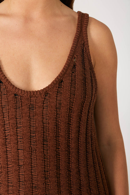 laddered tank dress / chocolate brown