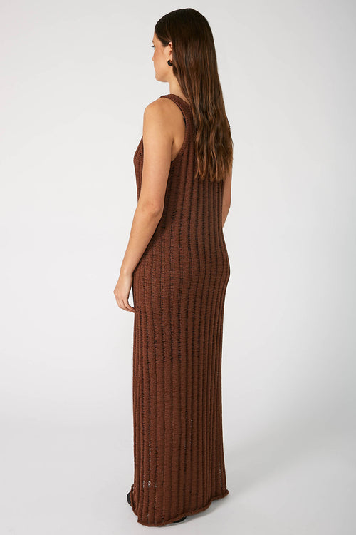 laddered tank dress / chocolate brown