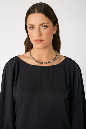 beaded necklace / silver