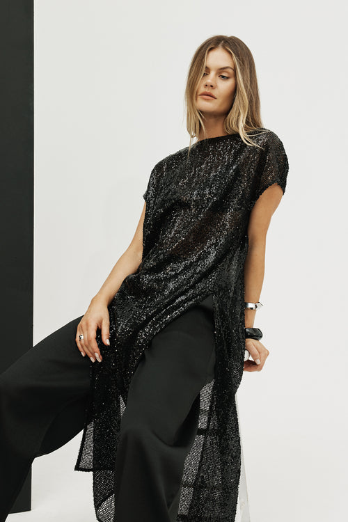 sparkle layer tabard / black sequin
