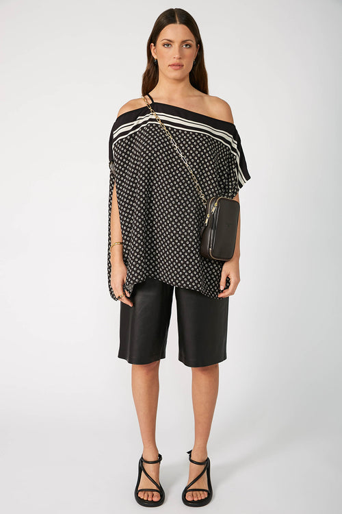 ethereal cape top / black border print