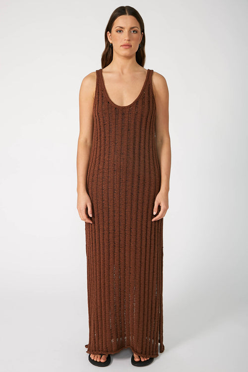 laddered tank dress / chocolate brown