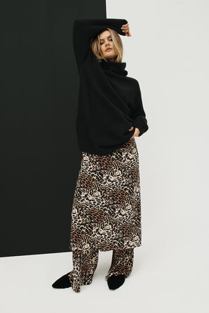 slide midi dress / ochre| black| cream cheetah print