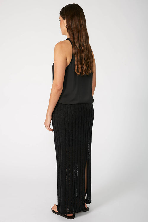laddered maxi skirt / black